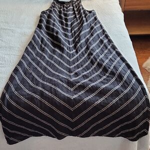 J. Crew Black and Tan Sleeveless Linen Maxi Dress Sz 12